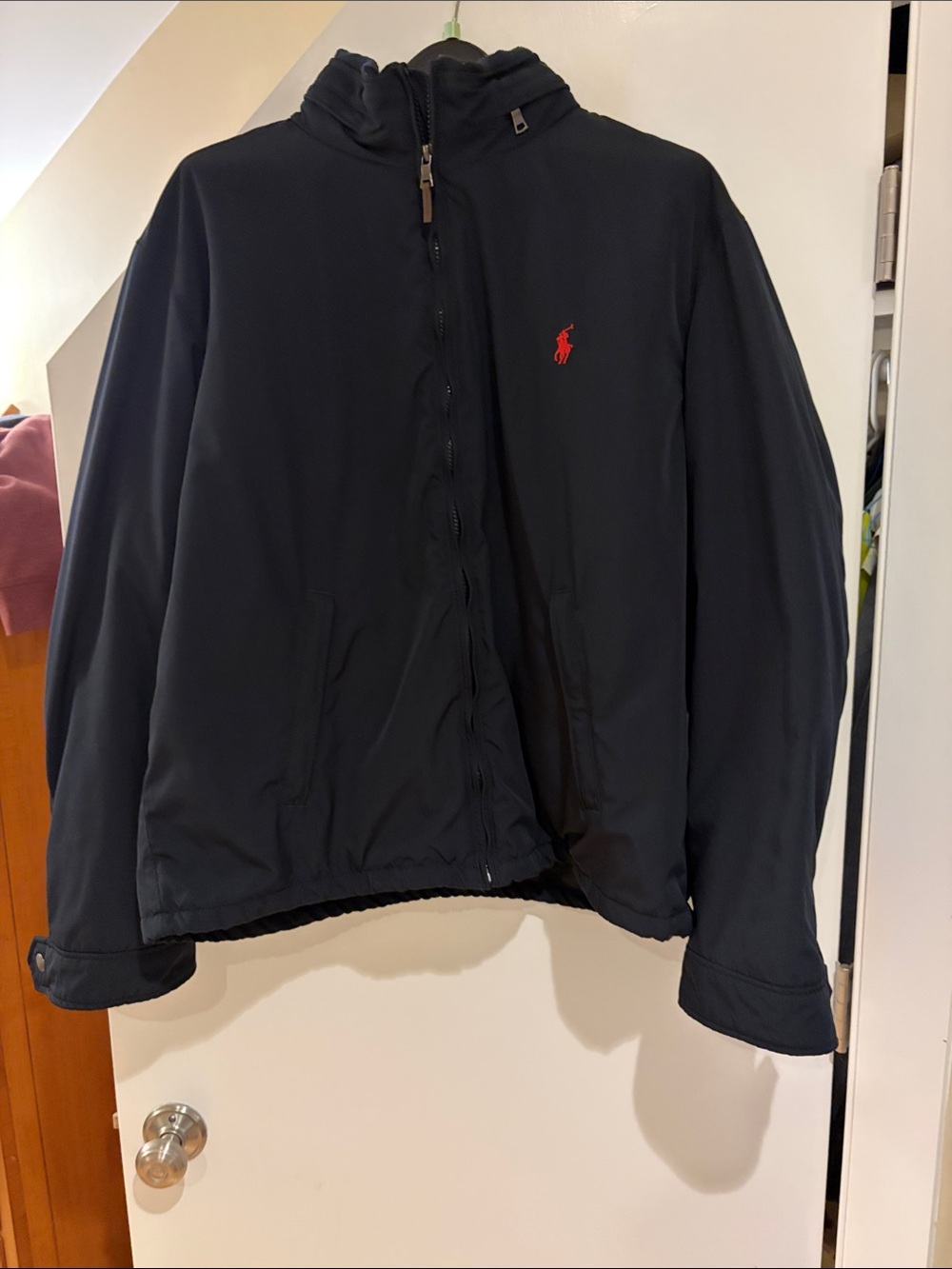 Polo by Ralph Lauren Black Hooded Windbreaker with Red Pony